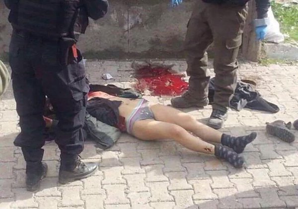 Turkish army strip of clothes of a Kurdish girl in #Cizre after killing her. This barbaric government have no limits