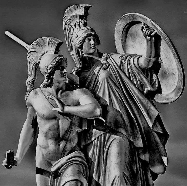 Εκπληκτικό άγαλμα. Η Θεά Αθήνα προστατεύει τον Διομήδη.
